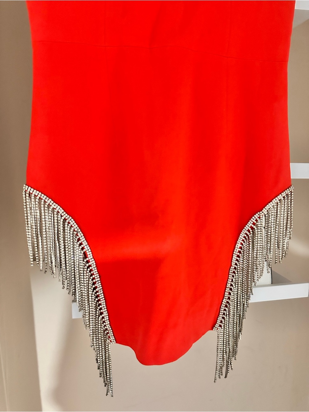 Sleeveless Red Mini Dress with Fringe Detail - Picture 5 of 6